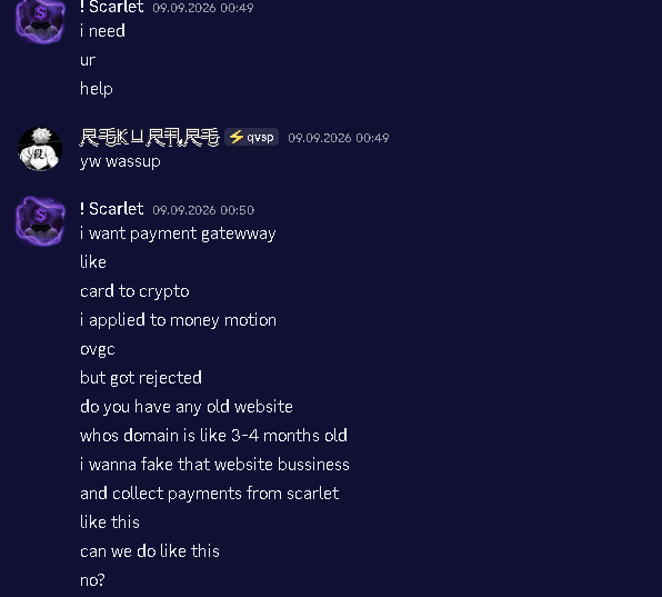 Payment Gateway Fraud Chat Screenshot